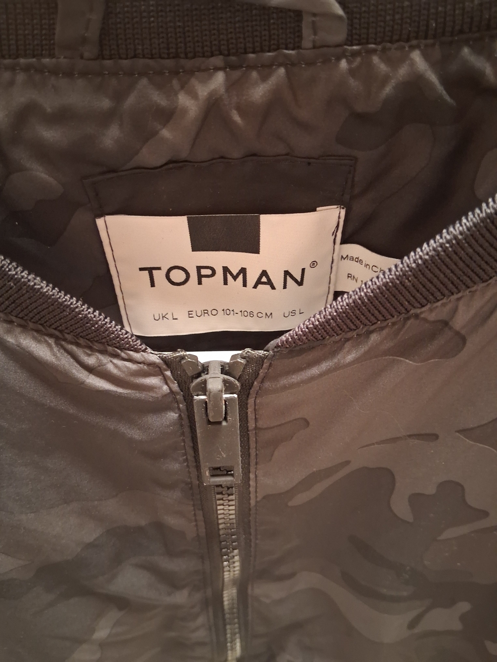 Topman Black & Charcoal Camo Bomber Jacket - Picture 2 of 5
